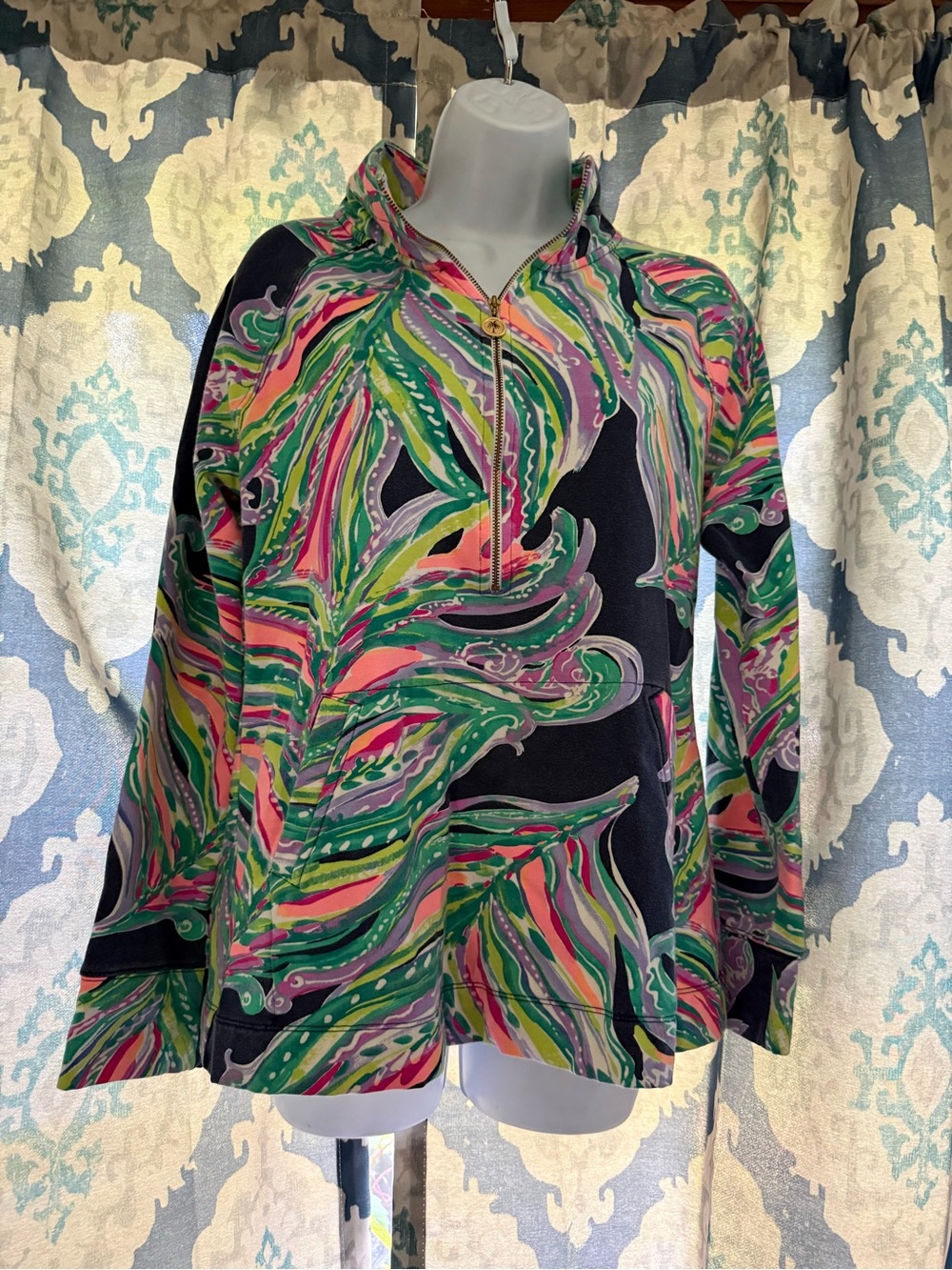 Lilly Pulitzer Skipper Popover Jungle Hoppin Pullover L